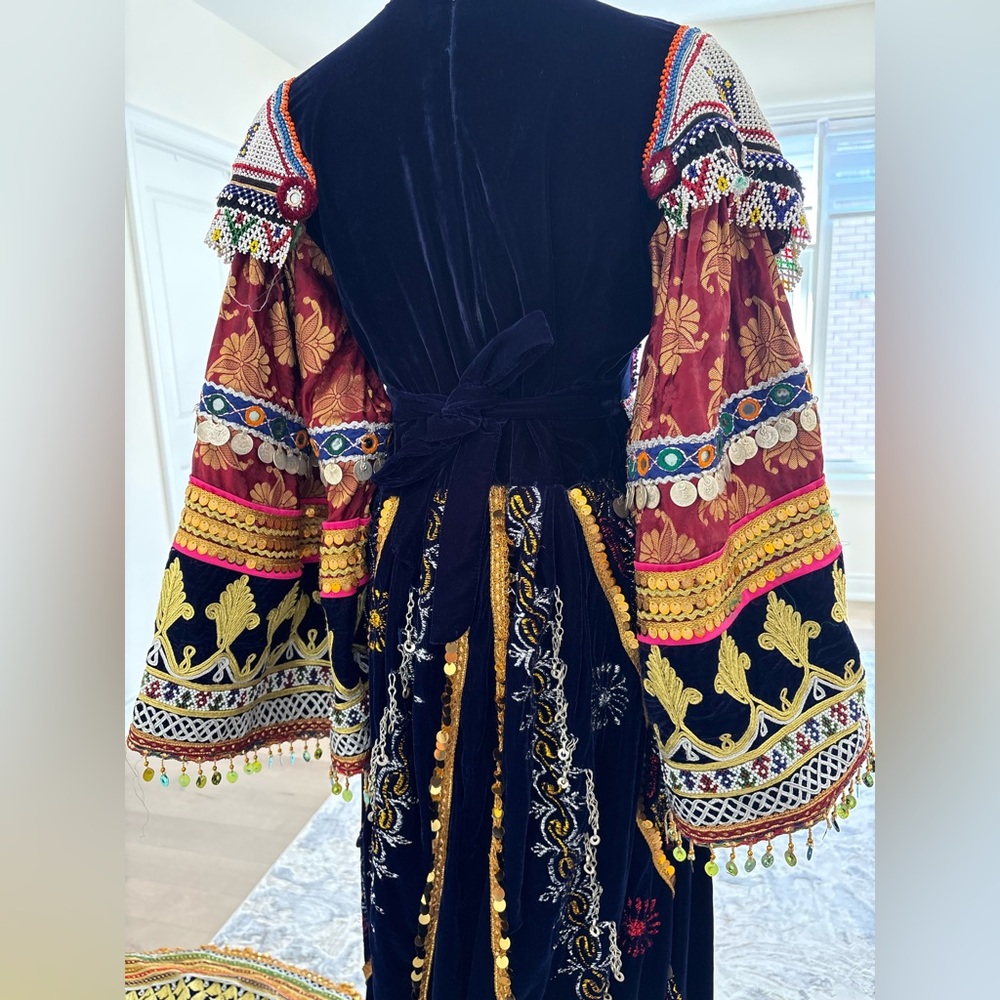 Elegant Multicolor Embroidered Dress Afghan Henna Night Bridal Dress - Picture 10 of 15